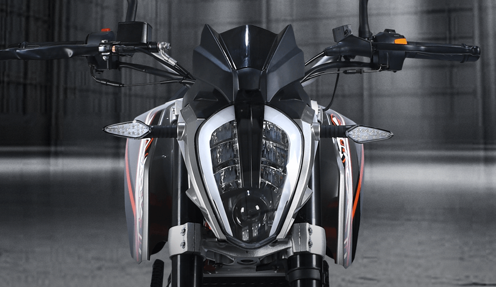 Moto pistera DARK 200 tiene un doble faro led delantero