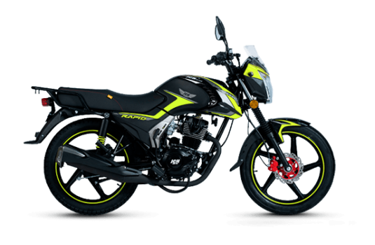 Moto  Utilitaria RAPID 150 color negro con amarillo